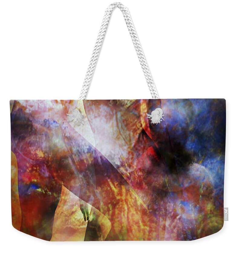 Nude Weekender Tote Bag featuring the mixed media The Touch by Ally White