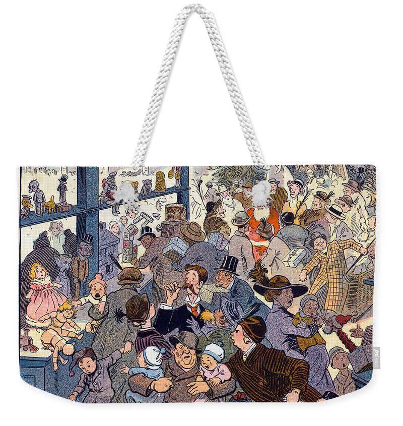 Holiday Weekender Tote Bag featuring the photograph The Toy Department Puck Magazine 1913 by Photo Researchers