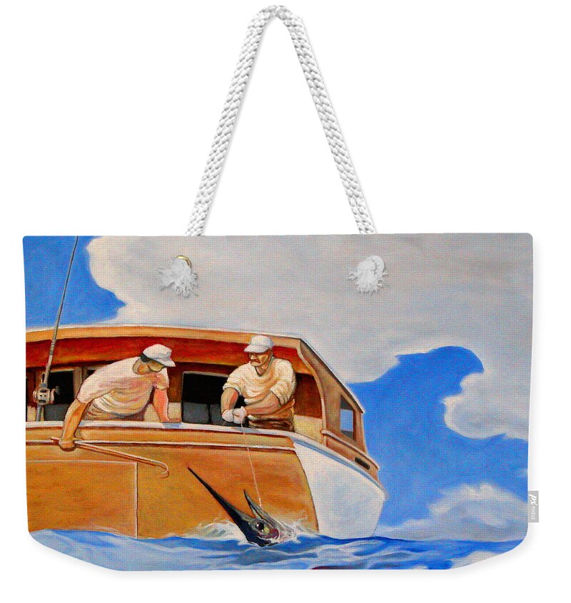 Marlin Weekender Tote Bag featuring the painting The Trophy by T S Carson