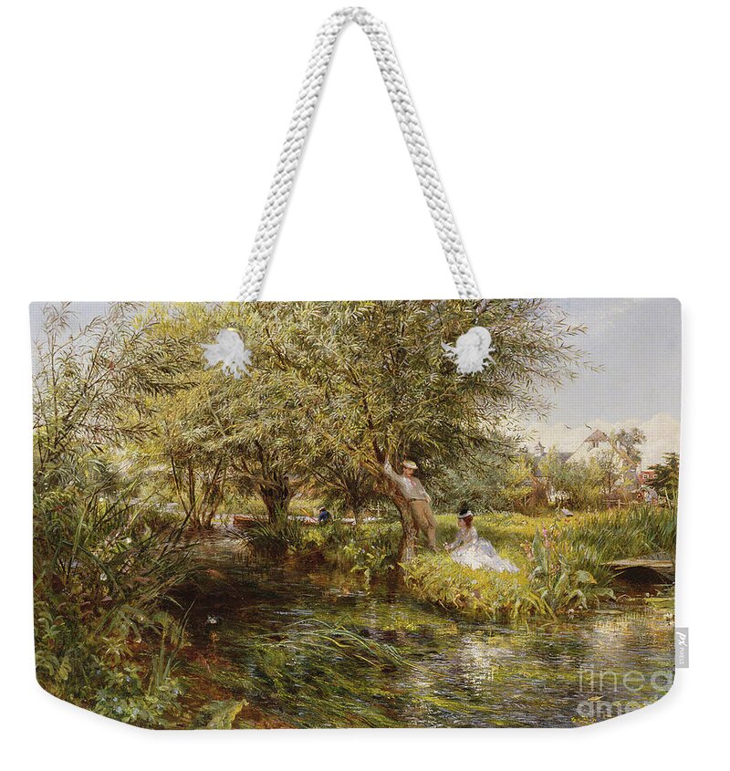 Landscape Weekender Tote Bag featuring the painting The Trysting Place by Charles James Lewis