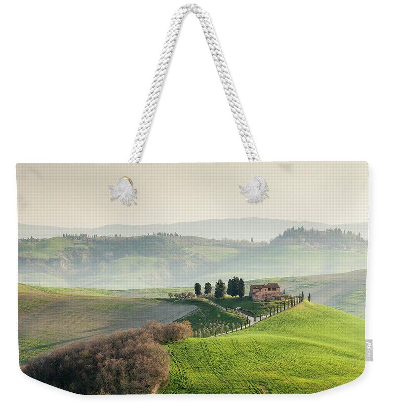Tranquility Weekender Tote Bag featuring the photograph The Val Dorcia South Of Siena, Tuscany by Julian Elliott Photography