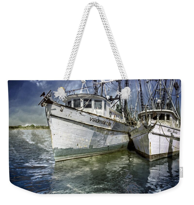 Boats Weekender Tote Bag featuring the photograph The Virginia Lee and the Miss Harley by Debra and Dave Vanderlaan