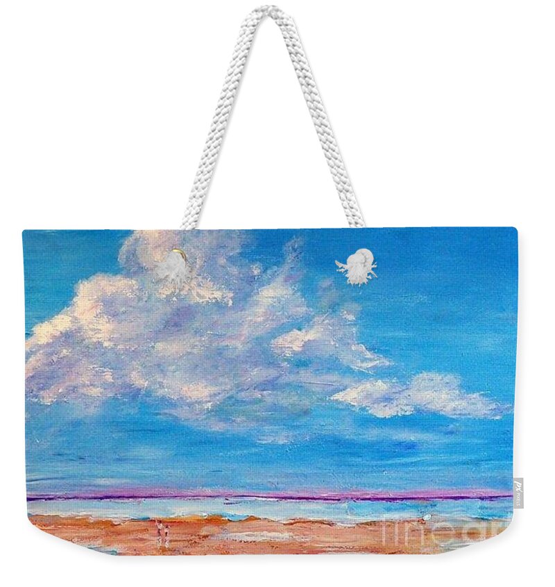 Seascape Weekender Tote Bag featuring the painting The Walk by Teresa Wegrzyn