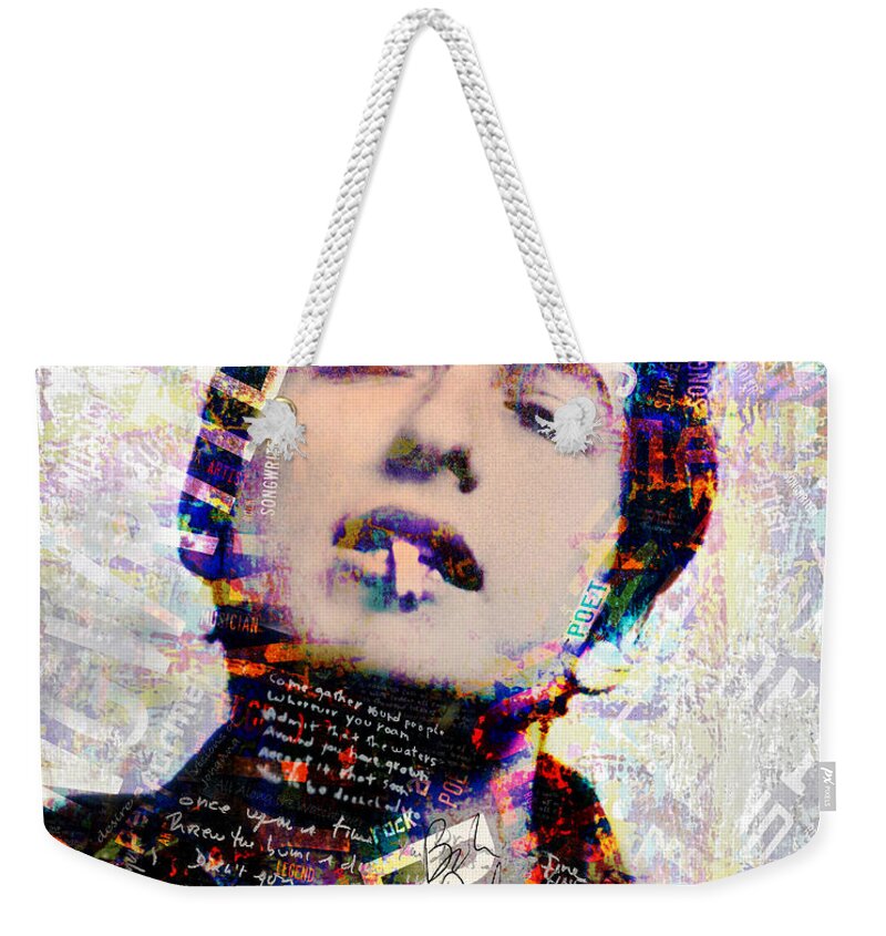 Bob Dylan Weekender Tote Bag featuring the digital art The Wordsmith by Mal Bray
