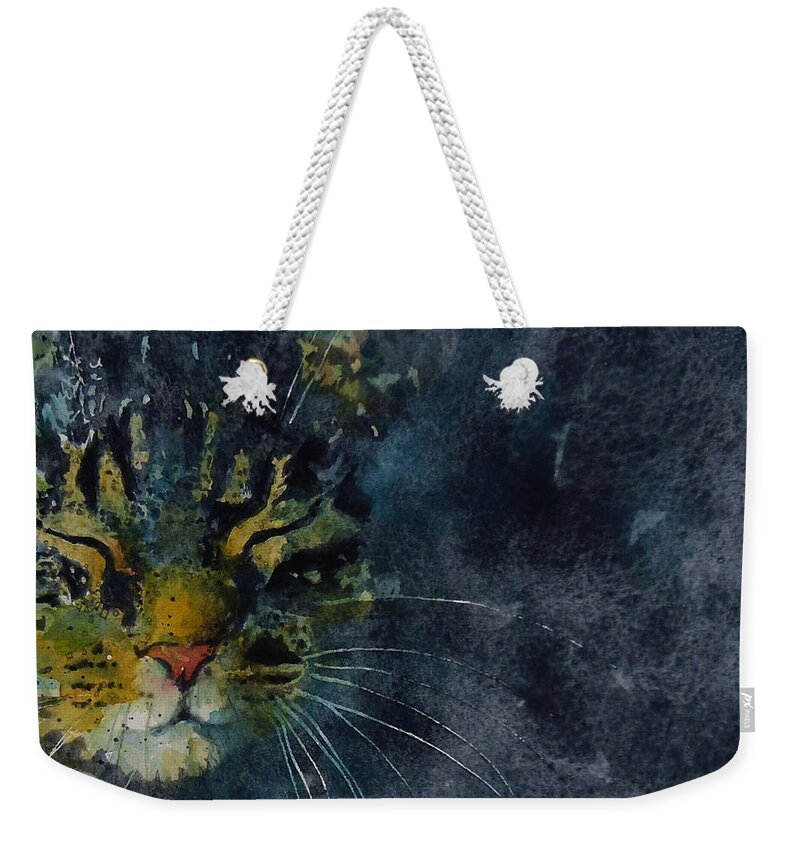 Tabby Weekender Tote Bag featuring the painting Thinking Of You by Paul Lovering