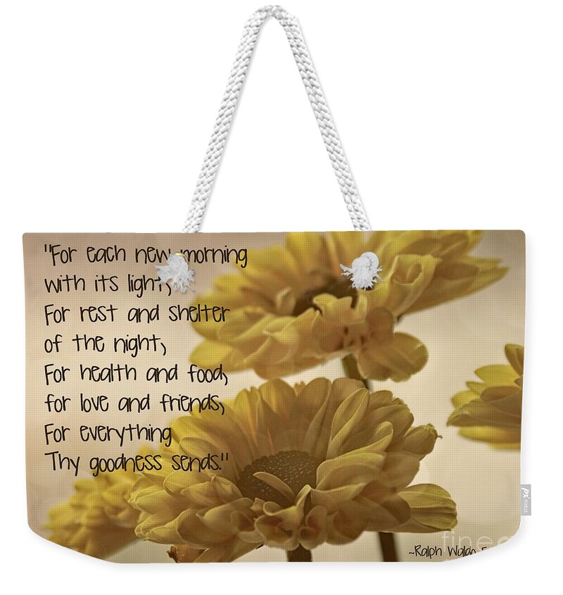 Yellow Flowers Close Weekender Tote Bag featuring the photograph Thoughts Of Gratitude by Peggy Hughes