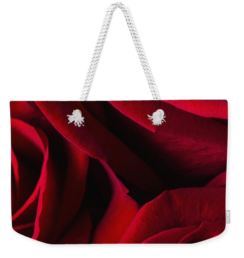 Red Weekender Tote Bag featuring the photograph Three in One by Margie Hurwich