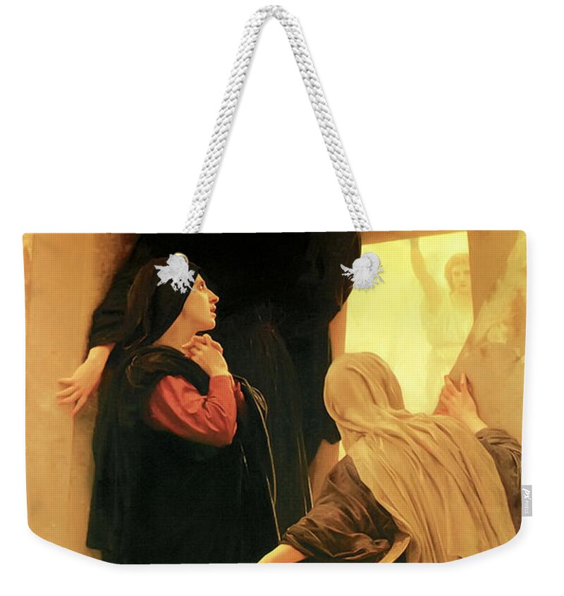 William Adolphe Bouguereau Weekender Tote Bag featuring the painting Three Marys at the Tomb by William Adolphe Bouguereau