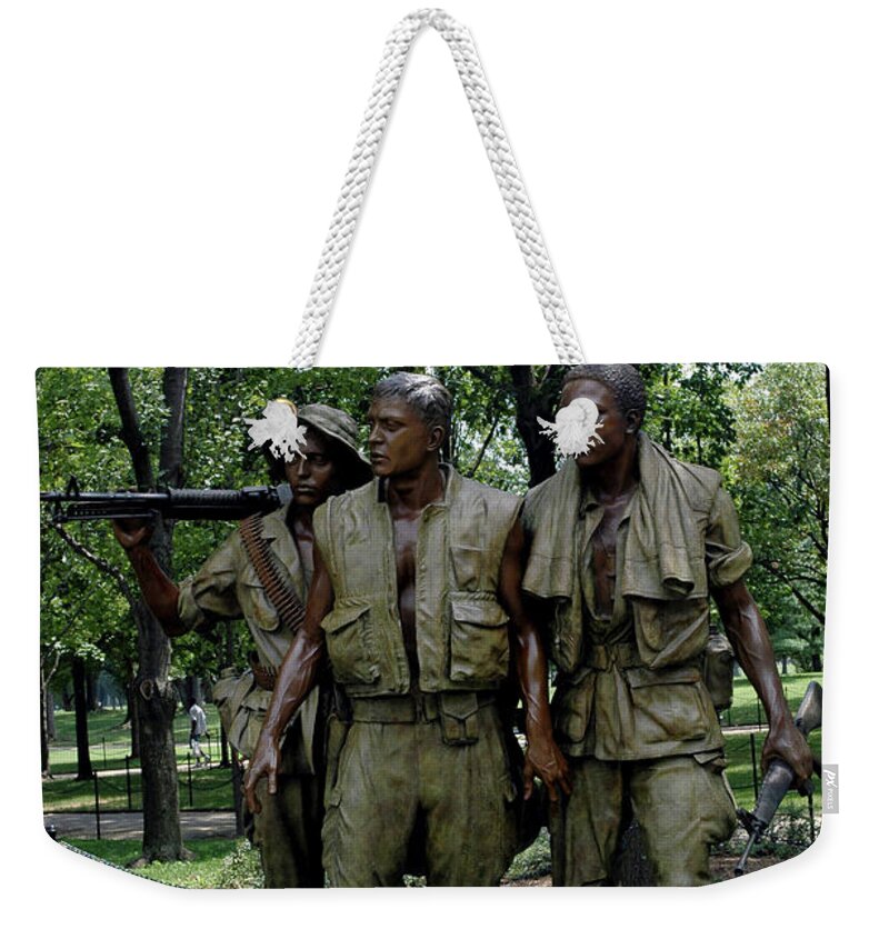 Usa Weekender Tote Bag featuring the photograph Three Soldiers by LeeAnn McLaneGoetz McLaneGoetzStudioLLCcom