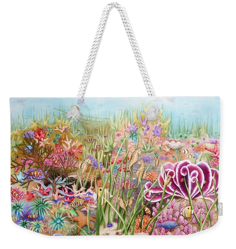 Print Weekender Tote Bag featuring the painting Thriving Ocean by Katherine Young-Beck