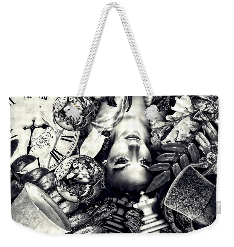 Through The Looking-glass Weekender Tote Bag featuring the digital art Through the Looking-Glass by Mo T