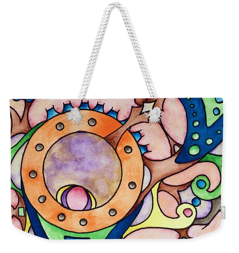 Watercolor Weekender Tote Bag featuring the painting Through the Mirror by Rebecca Davis