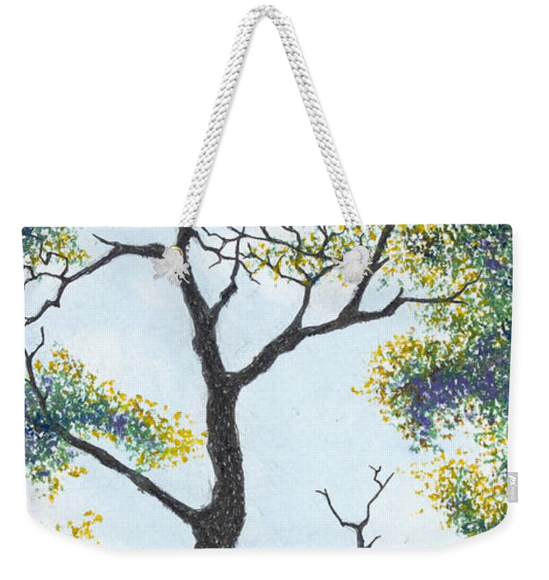 Ozarks Weekender Tote Bag featuring the pastel Through the Tree - Lake of the Ozarks by Michele Fritz