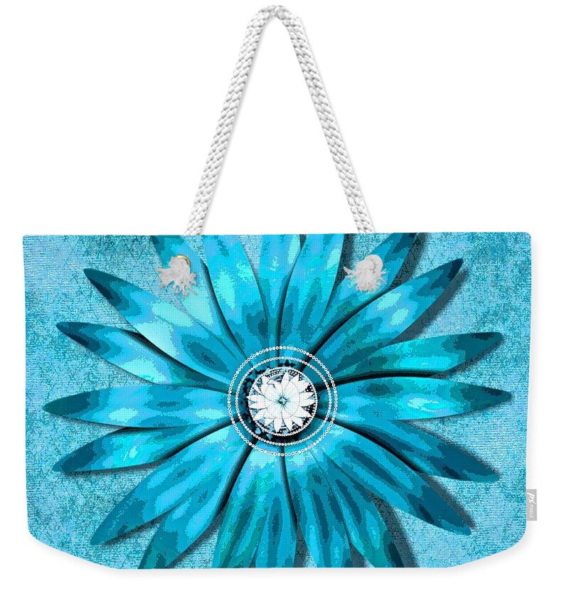 Tiffany Blue And Diamonds Too Weekender Tote Bag featuring the painting Tiffany Blue and Diamonds Too by Saundra Myles