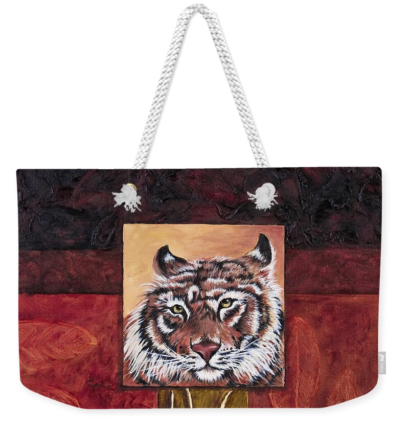 Animal Weekender Tote Bag featuring the painting Tiger 2 by Darice Machel McGuire
