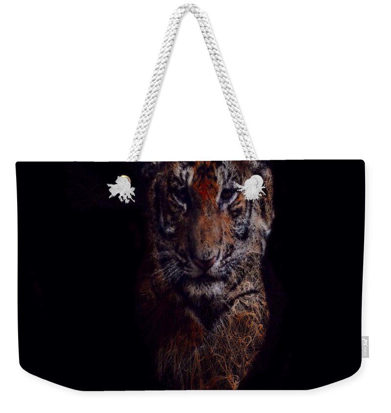 Tiger Weekender Tote Bag featuring the digital art Tigris by Mark Taylor