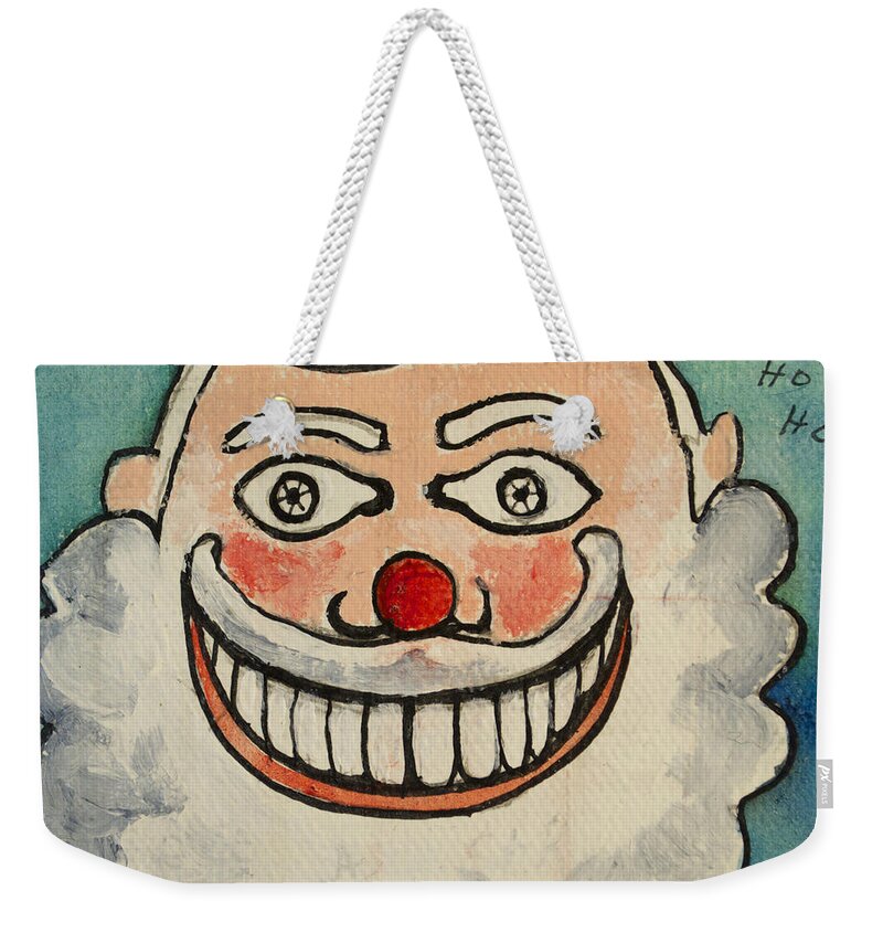 Santa Tillie Weekender Tote Bag featuring the painting Tillie as the Jolly Santa by Patricia Arroyo