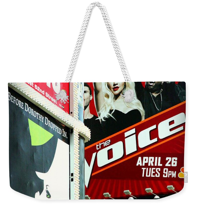 Billboards Weekender Tote Bag featuring the photograph Times Square Billboards by Valentino Visentini