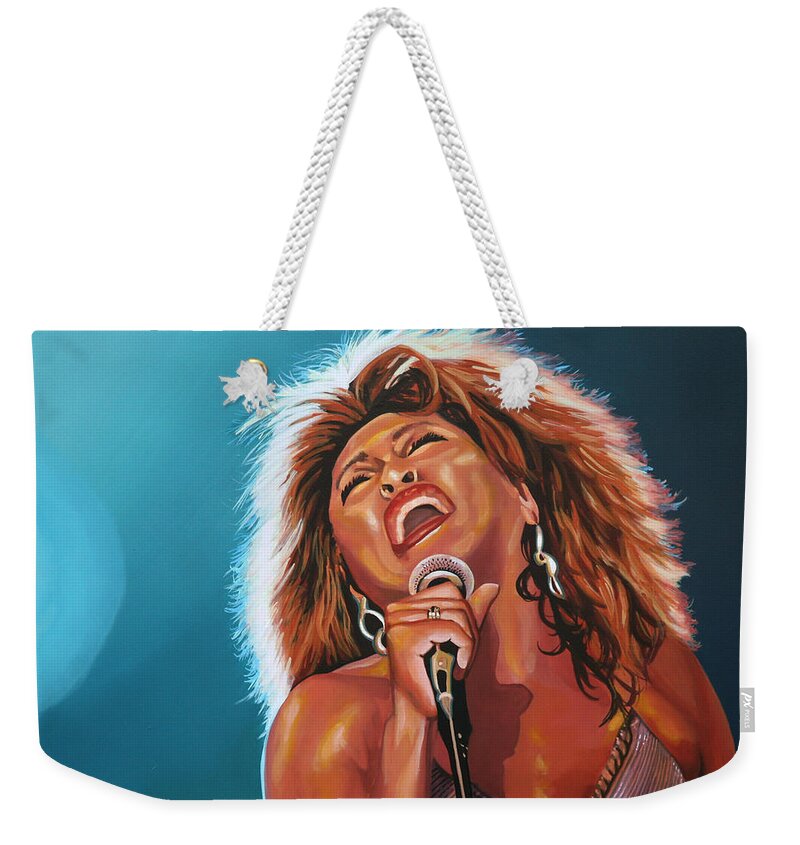 Tina Turner Weekender Tote Bag featuring the painting Tina Turner 3 by Paul Meijering