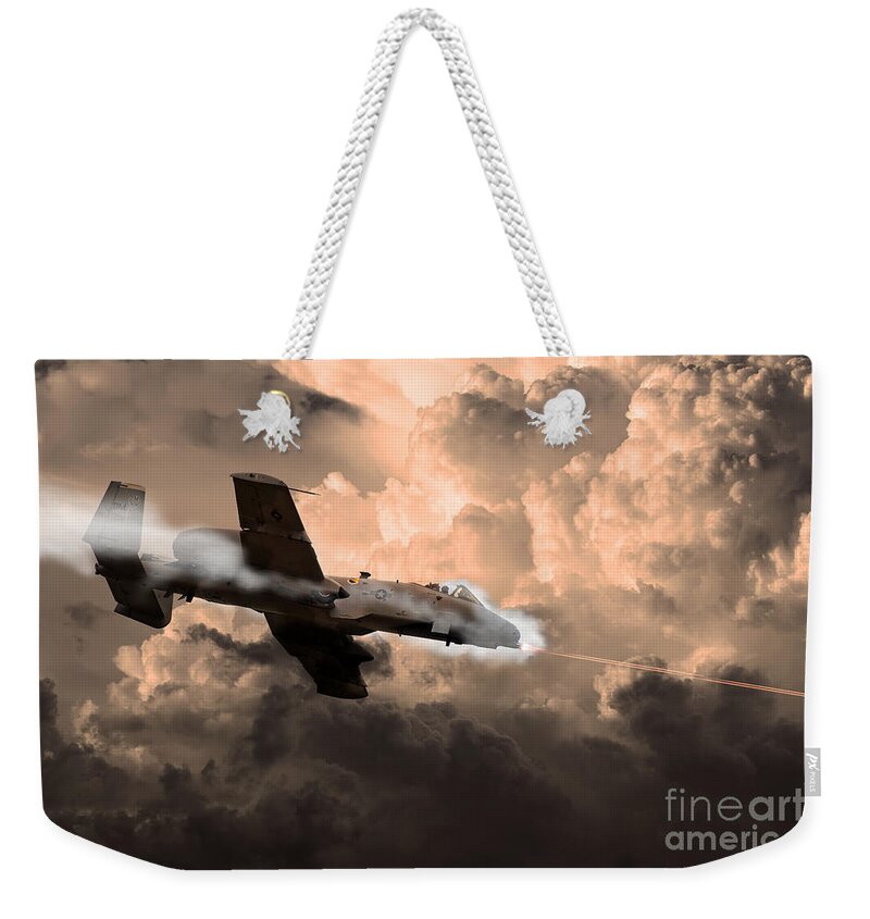 A10 Weekender Tote Bag featuring the digital art Tipping In by Airpower Art