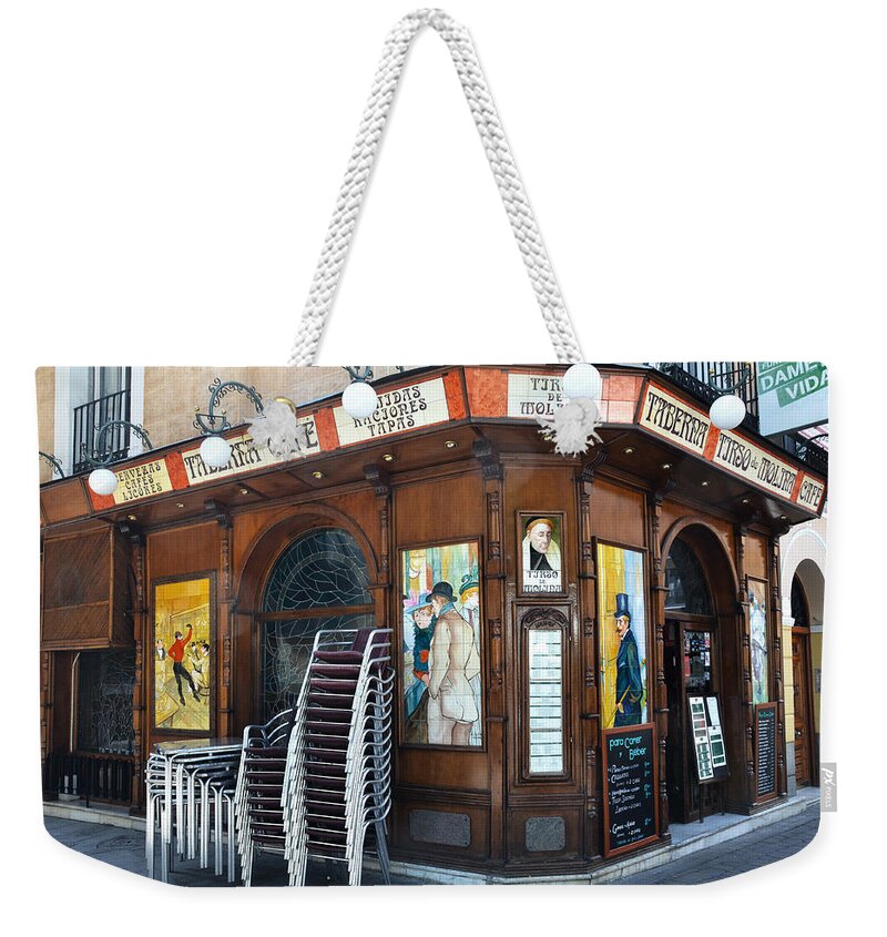 Tirso De Molina Weekender Tote Bag featuring the photograph Tirso de Molina Tavern in Madrid by RicardMN Photography