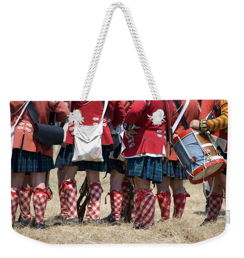 Re-enactors Weekender Tote Bag featuring the photograph To The Feet of A Differant Drummer by Jim Cook