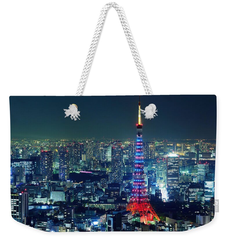 Tokyo Tower Weekender Tote Bag featuring the photograph Tokyo Tower At Night by Ngkaki