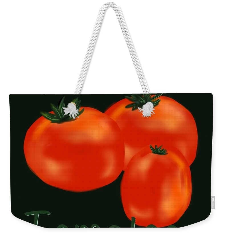 Tomatoes Weekender Tote Bag featuring the digital art Tomatoes by Christine Fournier