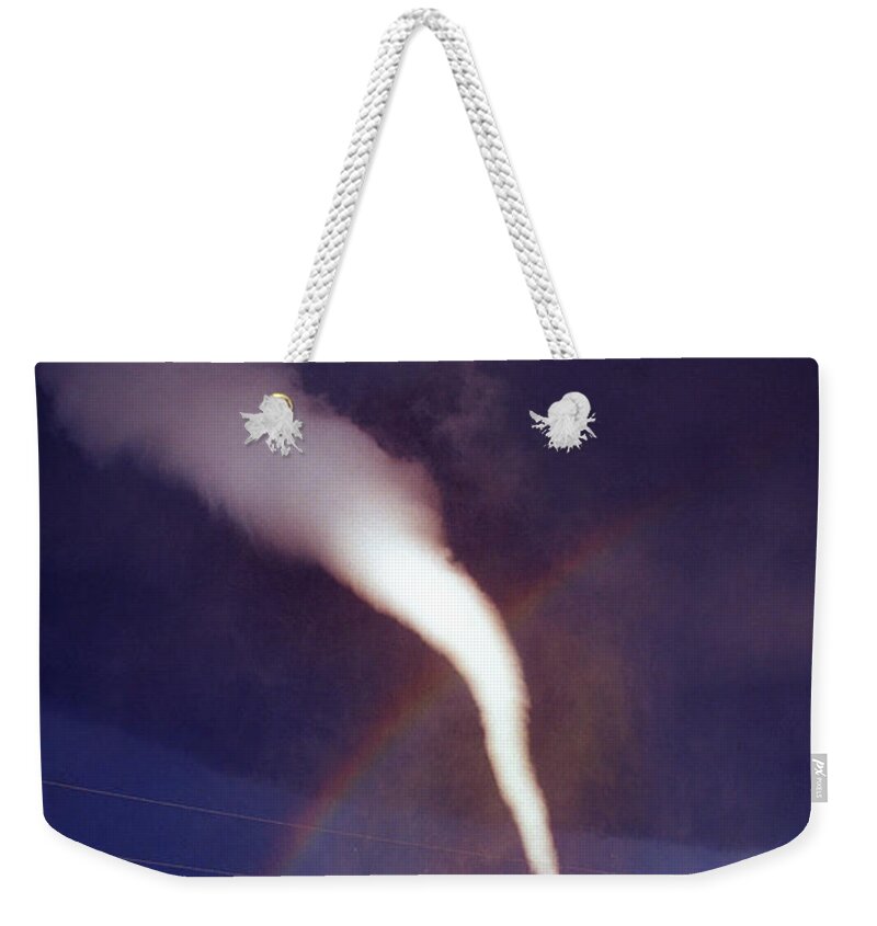 Tornado Weekender Tote Bag featuring the photograph Tornado with Rainbow in Mulvane Kansas by Jason Politte