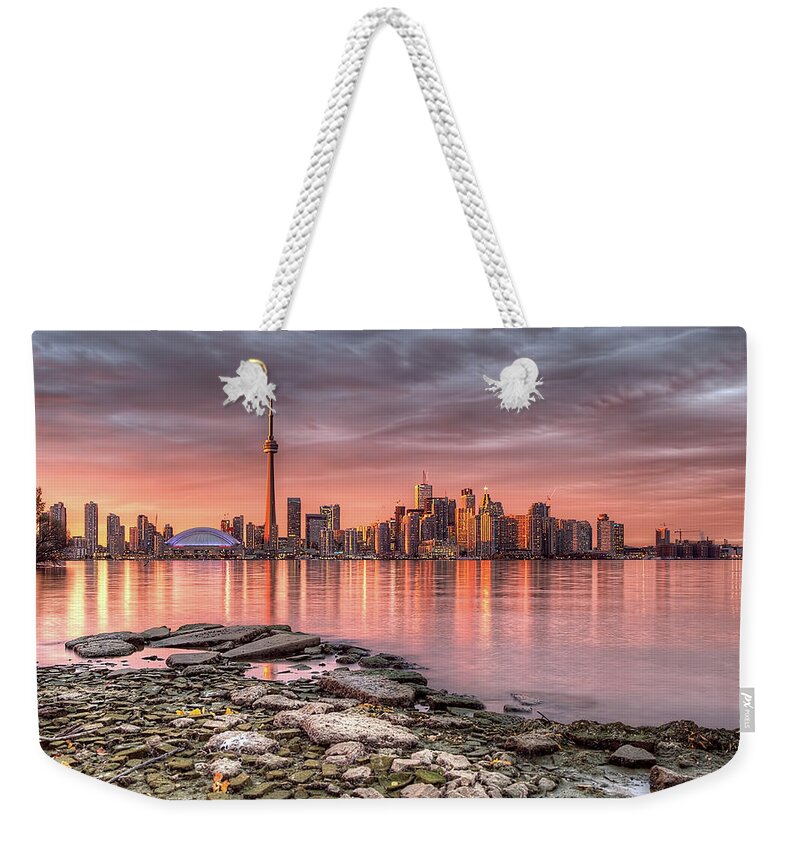 Toronto Weekender Tote Bag featuring the photograph Toronto Skyline At Sunset by Michael Murphy