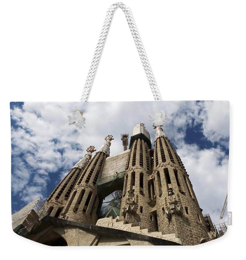 Cathedral Weekender Tote Bag featuring the photograph Towers of Sagrada Familia by Lorraine Devon Wilke