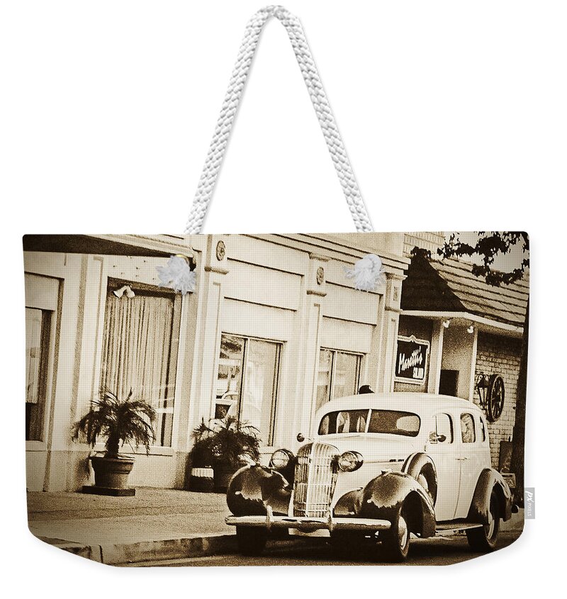 Antique Car Weekender Tote Bag featuring the photograph Town Center by Caitlyn Grasso