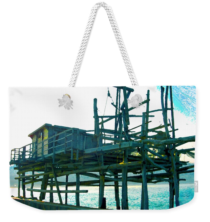 Fishermen Weekender Tote Bag featuring the photograph Trabocco 3 - Fishermen Stuff by Marcello Cicchini