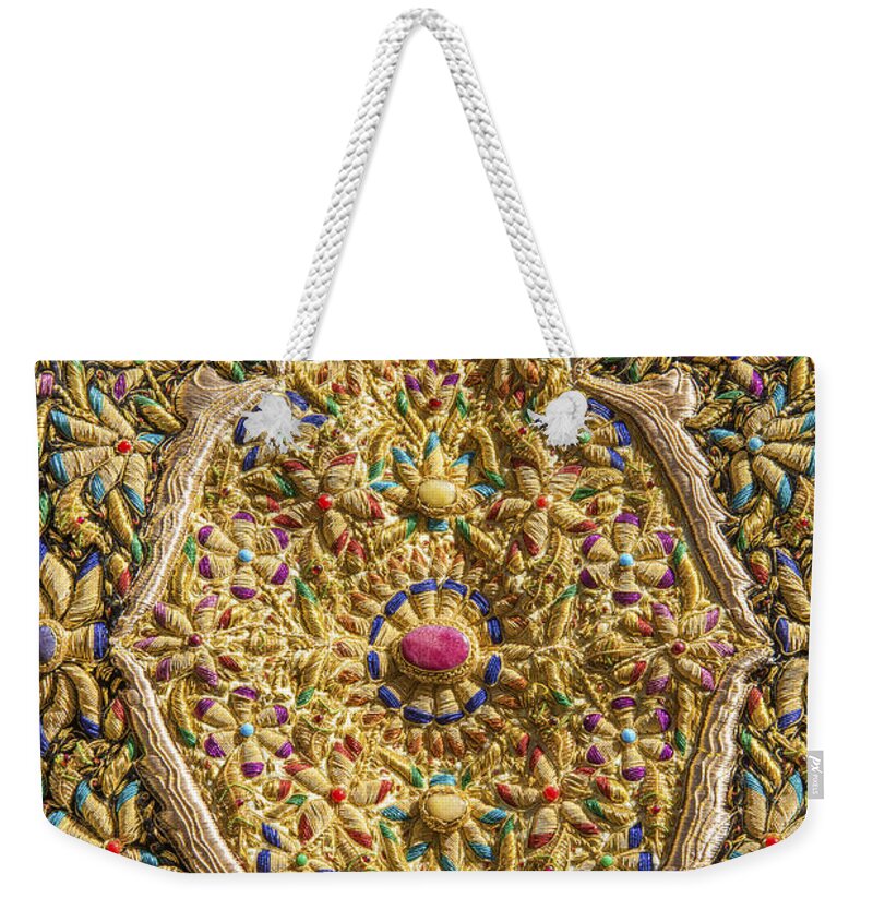 Arab Weekender Tote Bag featuring the photograph Traditional Embroidery In Jerusalem Israel by JM Travel Photography