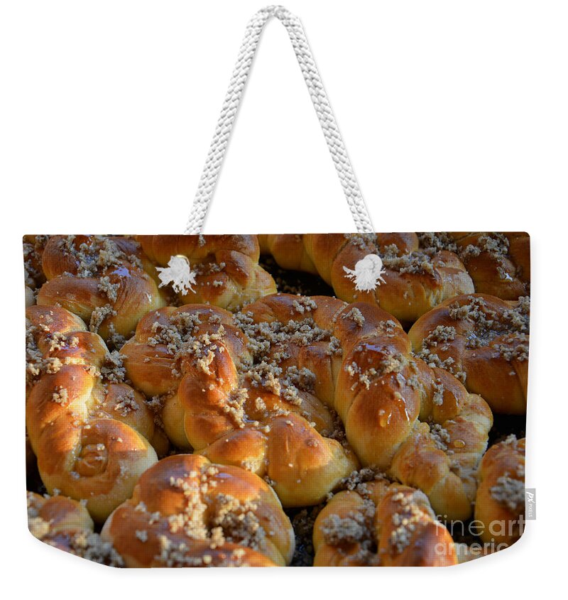Bakery Weekender Tote Bag featuring the photograph Traditional sweet bakery by Ramona Matei