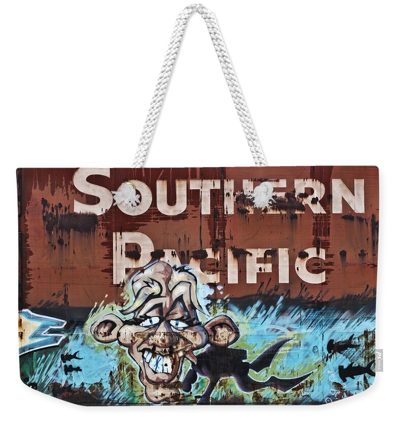 Graffiti Weekender Tote Bag featuring the photograph Train Art Swimming With Sharks by Carol Leigh