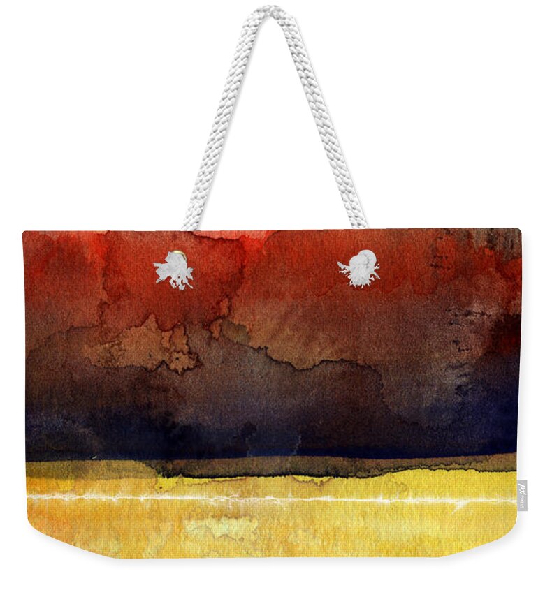 Abstract Weekender Tote Bag featuring the painting Traveling North by Linda Woods