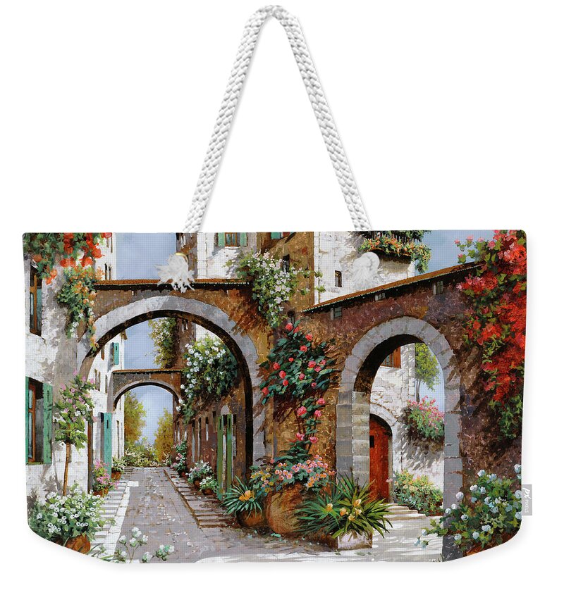 Arches Weekender Tote Bag featuring the painting Tre Archi by Guido Borelli