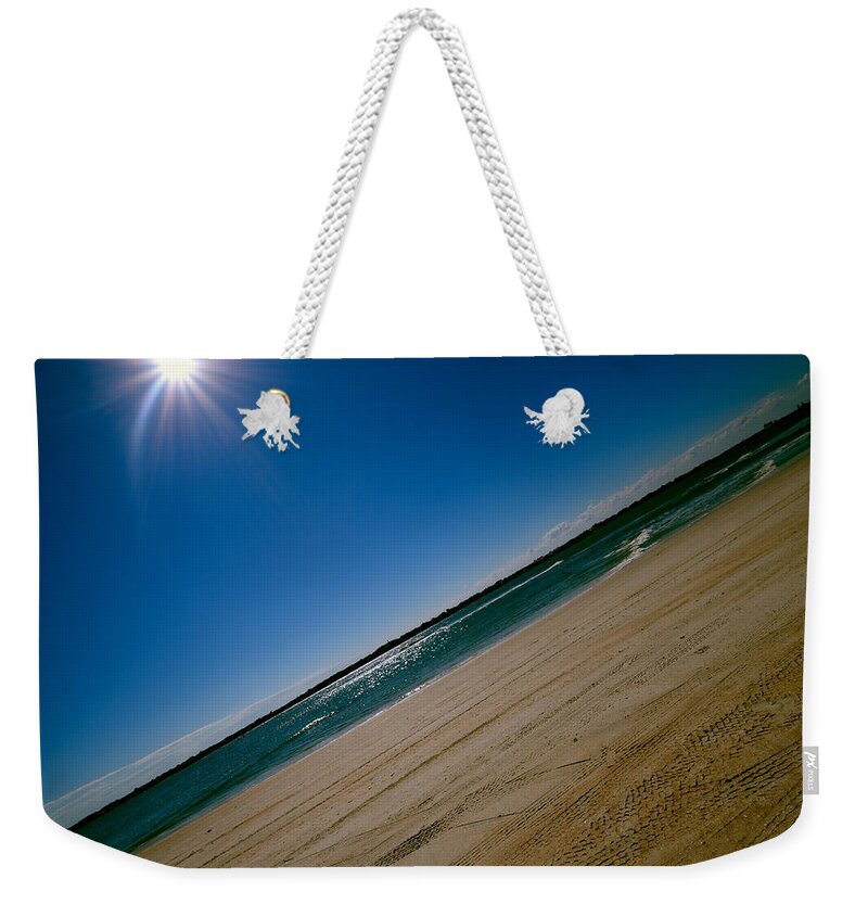 Beach Weekender Tote Bag featuring the photograph Treads in the Sand by DigiArt Diaries by Vicky B Fuller