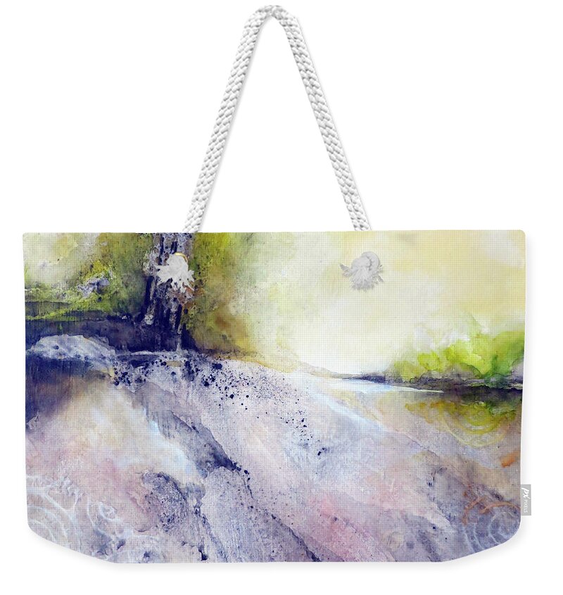 Art Weekender Tote Bag featuring the painting Tree Growing On Rocky Riverbank by Ikon Ikon Images