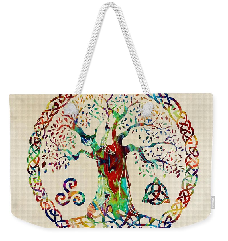 Tree Of Life Weekender Tote Bag featuring the mixed media Tree Of Life by Olga Hamilton