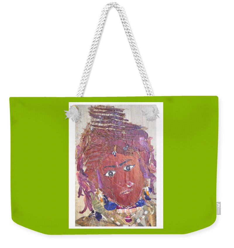 Tribal Beauty Weekender Tote Bag featuring the mixed media Tribal Beauty by Basant Soni
