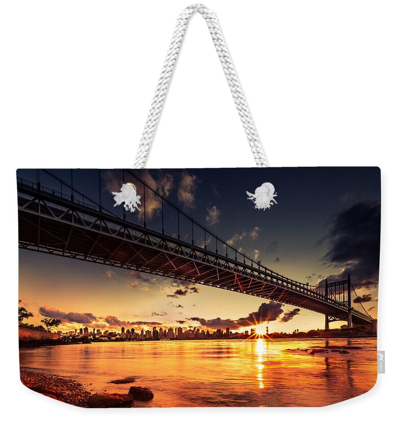 Astoria Park Weekender Tote Bag featuring the photograph Triboro Sunset by Mihai Andritoiu