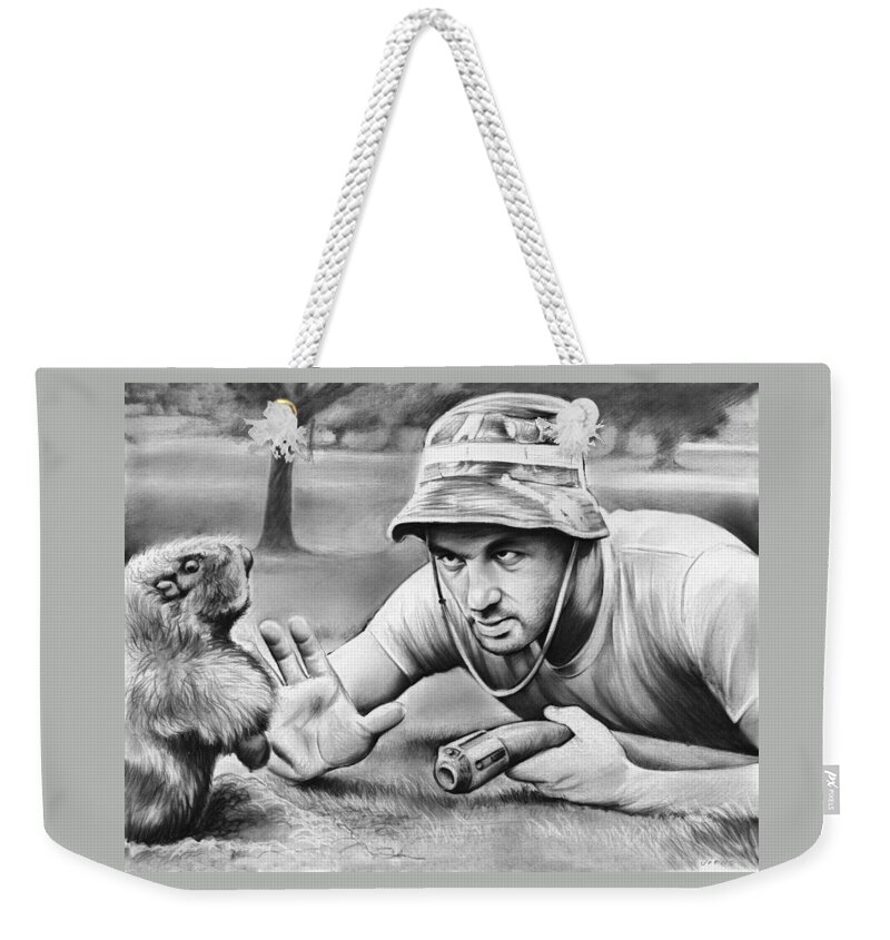 Caddyshack Weekender Tote Bag featuring the drawing Tribute to Caddyshack by Greg Joens