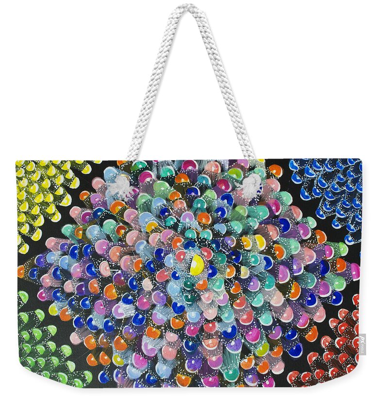 Night Lights Weekender Tote Bag featuring the painting Trip the Light Damtastic by Patricia Arroyo
