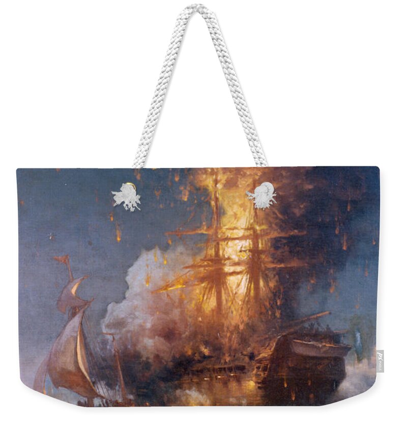 1804 Weekender Tote Bag featuring the painting Tripolitanian War, 1804 by Granger