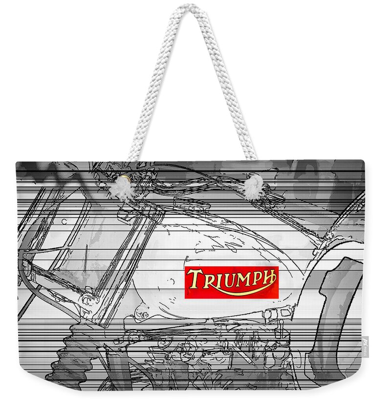 Motorcycle Weekender Tote Bag featuring the photograph Triumph B W by Chuck Staley