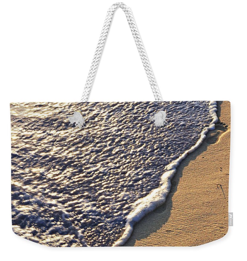 Footstep Weekender Tote Bag featuring the photograph Tropical beach with footprints by Elena Elisseeva