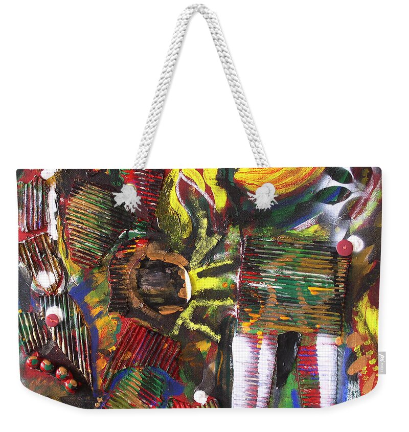 Contemporary Primitive Art Weekender Tote Bag featuring the painting Tropical Dream I by Cleaster Cotton
