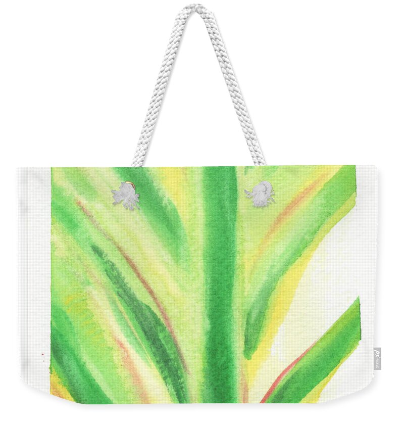 C Sitton Painting Paintings Weekender Tote Bag featuring the painting Tropical Leaf by C Sitton